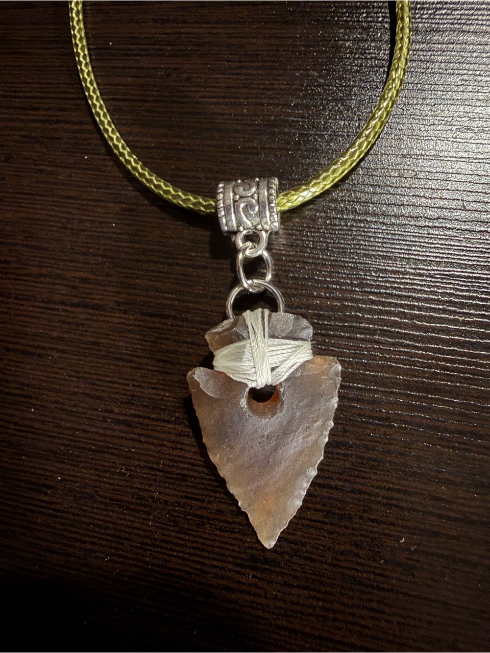 Handcrafted Brown Arrowhead Pendant Necklace